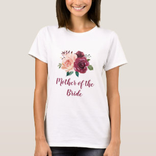 T-shirt Blush Bourgogne Floral Mère de la Mariée