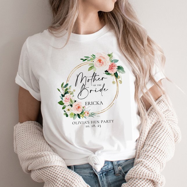 T-shirt Blush Floral Wreath Mère De La Mariée (Créateur téléchargé)