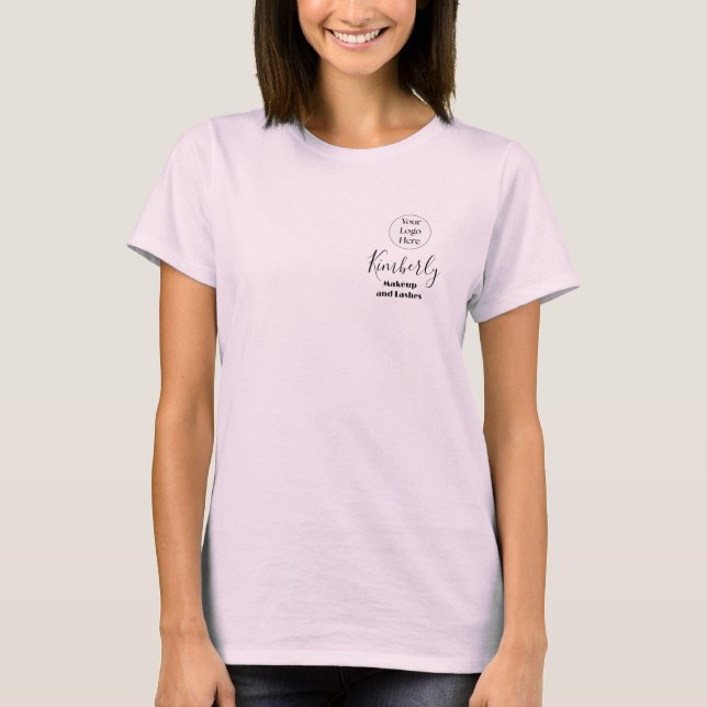 T-shirt Blush Pink Script Logo Makeup Staff (Devant)