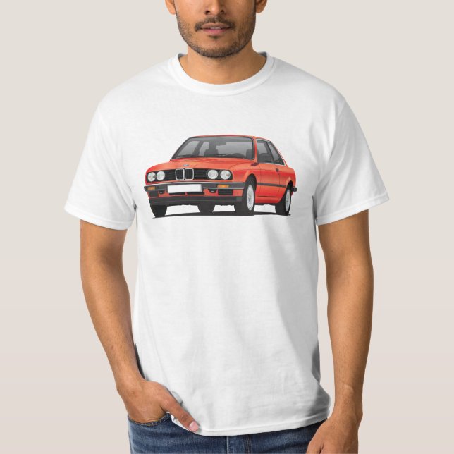 T-shirt BMW E30 (3-series), rouge métallique, illustration (Devant)