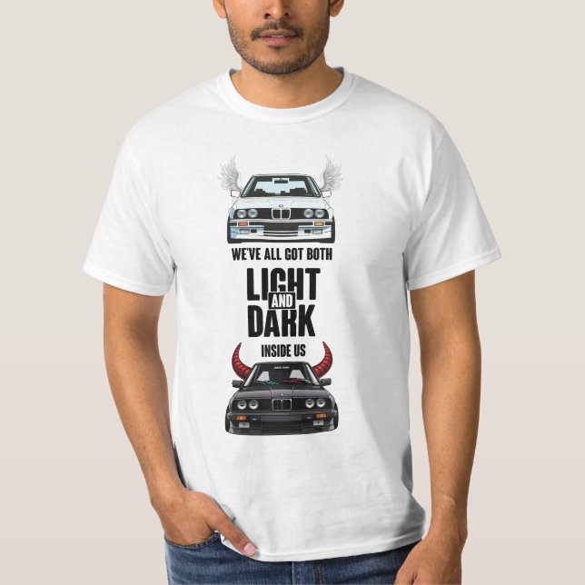 T-shirt BMW E30 côté clair et foncé (Devant)
