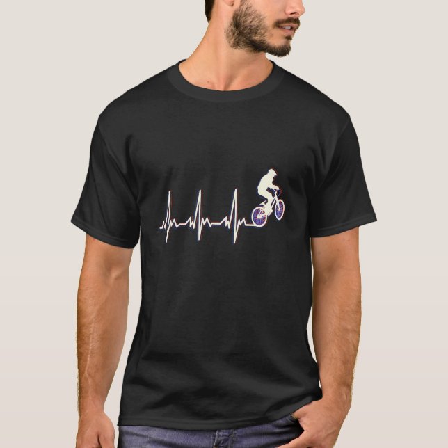 T-shirt Bmx Bicycle Mtb Heartbeat Coeur Line Taux cardiaqu (Devant)