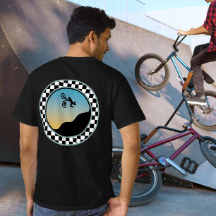 T-shirt BMX Bicyclette Moto À damiers conception ronde