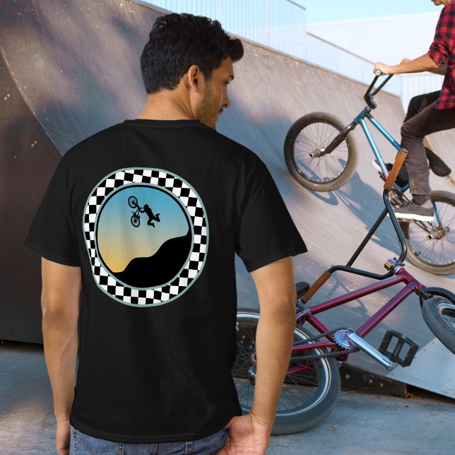 T-shirt BMX Bicyclette Moto À damiers conception ronde (Créateur téléchargé)