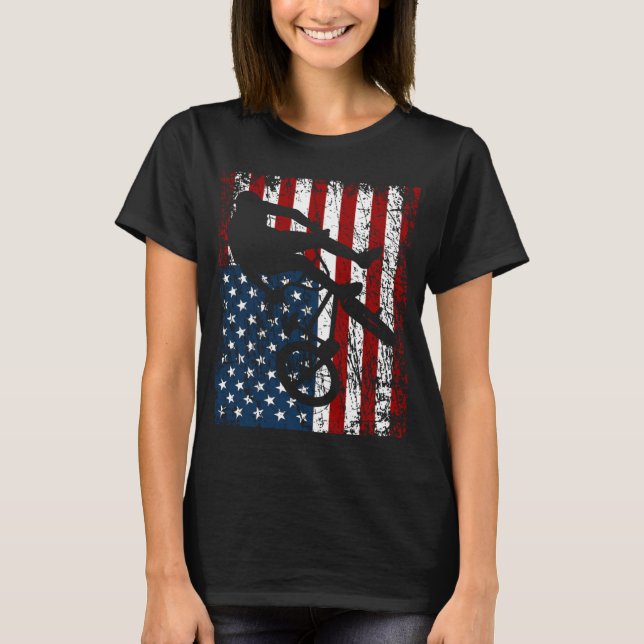 T-shirt BMX Bike Rider BMX Bike  America USA Flag (Devant)