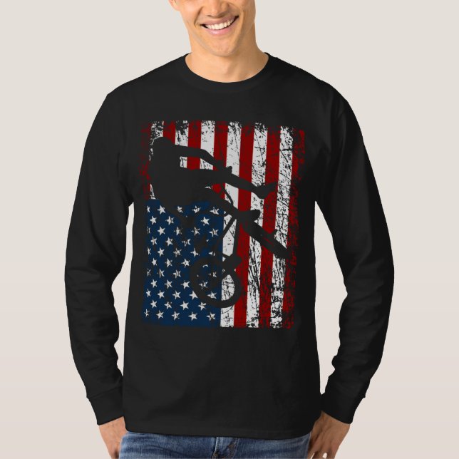 T-shirt BMX Bike Rider BMX Bike  America USA Flag (Devant)