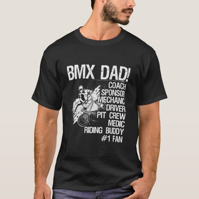 T-shirt Bmx Dad Coach Sponsor Mechanic Driver (on back) (Devant)