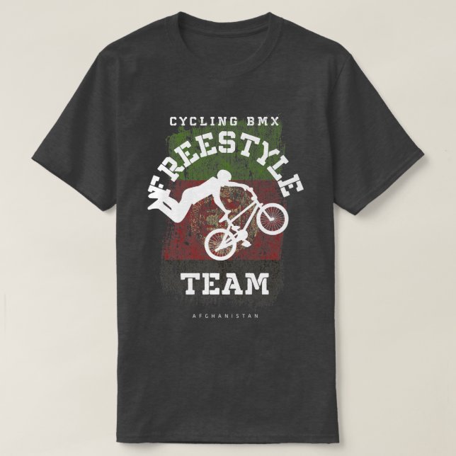 T-shirt BMX Freestyle Vélo Afghanistan Drapeau Vélo vélo (Design devant)
