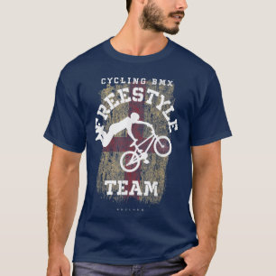 T-shirt BMX Freestyle Vélo Angleterre Drapeau Vélo BMX