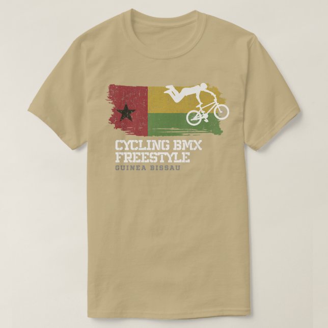 T-shirt BMX Freestyle Vélo Guinée Bissau Drapeau Cycli (Design devant)