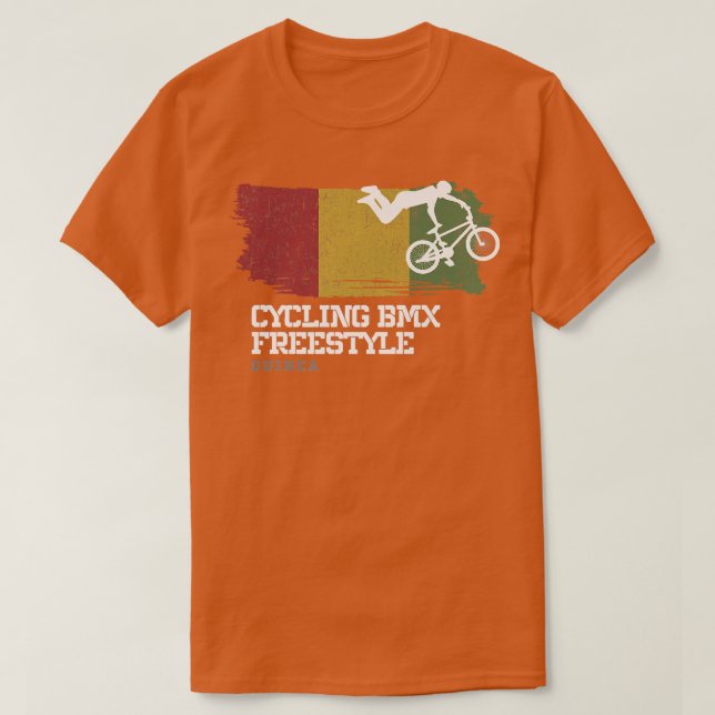 T-shirt BMX Freestyle Vélo Guinée Drapeau Vélo BMX (Design devant)