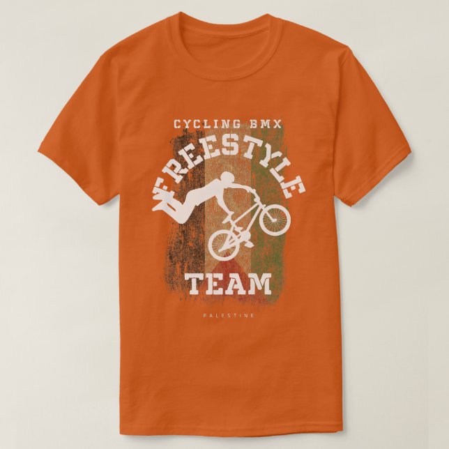 T-shirt BMX Freestyle Vélo Palestine Drapeau Vélo B (Design devant)