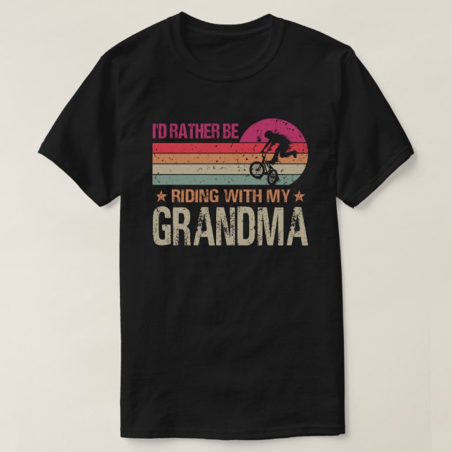 T-shirt BMX Je Préférerais Circuler Avec Ma Grand-Mère Vin (Design devant)