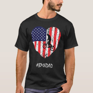T-shirt Bmx Papa Américain Drapeau Coeur Fête des pères Vi