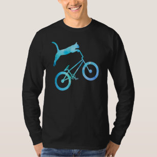 T-shirt Bmx Stunt Chat Mountain Vélo Dirt Vélo Drôle Chat