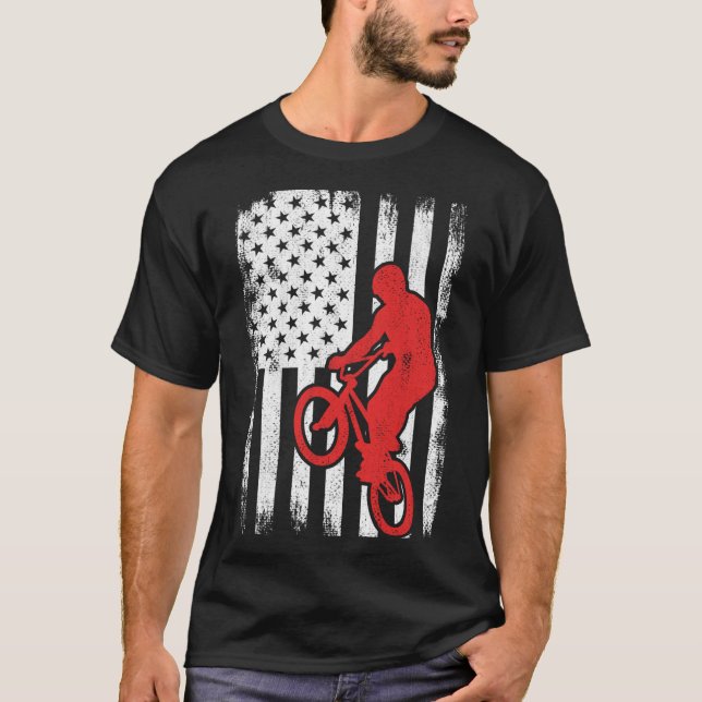 T-shirt BMX USA Drapeau BMX Rider Wheelie Bike (Devant)