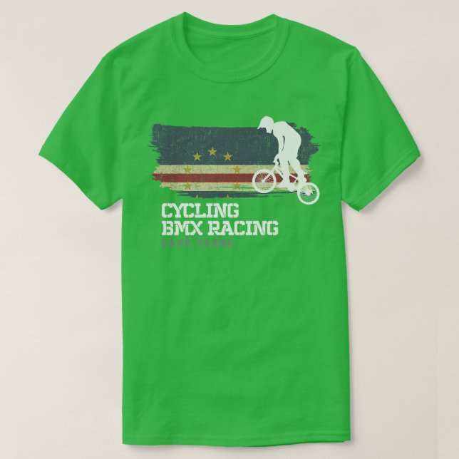 T-shirt BMX Vélo Cap Vert Drapeau Vélo Course BMX (Design devant)