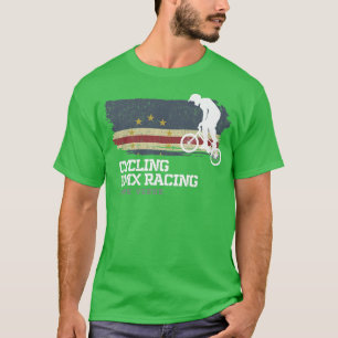 T-shirt BMX Vélo Cap Vert Drapeau Vélo Course BMX