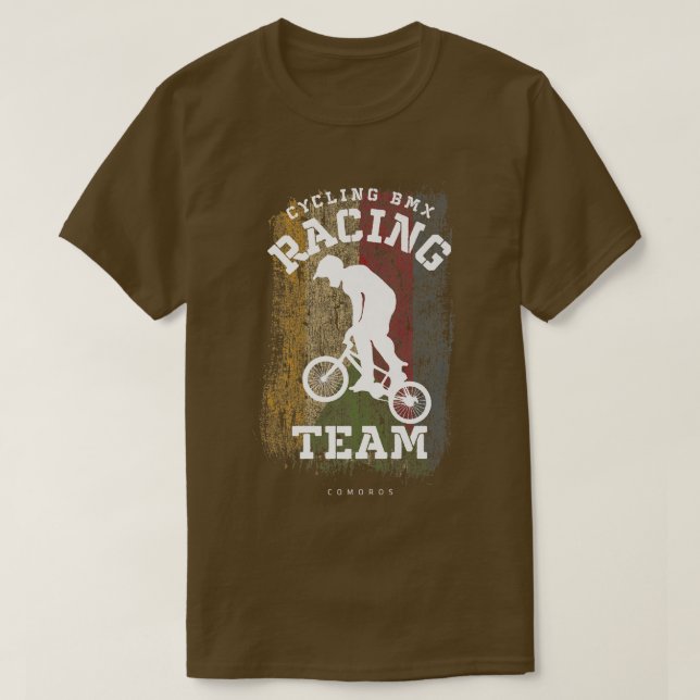 T-shirt BMX Vélo Comores Drapeau Vélo Vélo Course BMX 26 (Design devant)