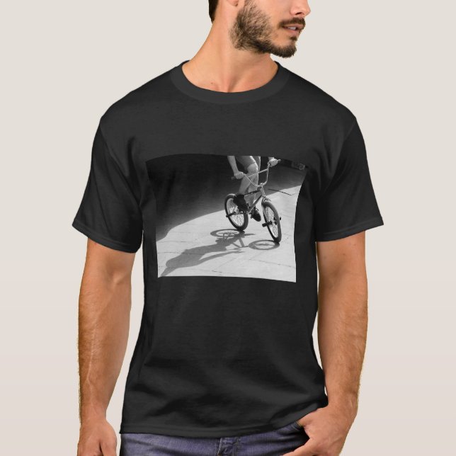 T-shirt bmx vélo grunge noir blanc photo (Devant)