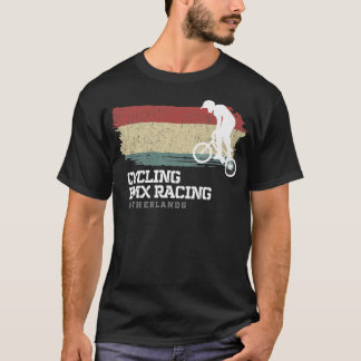 T-shirt BMX Vélo Pays-Bas Drapeau Vélo Vélo Course BM