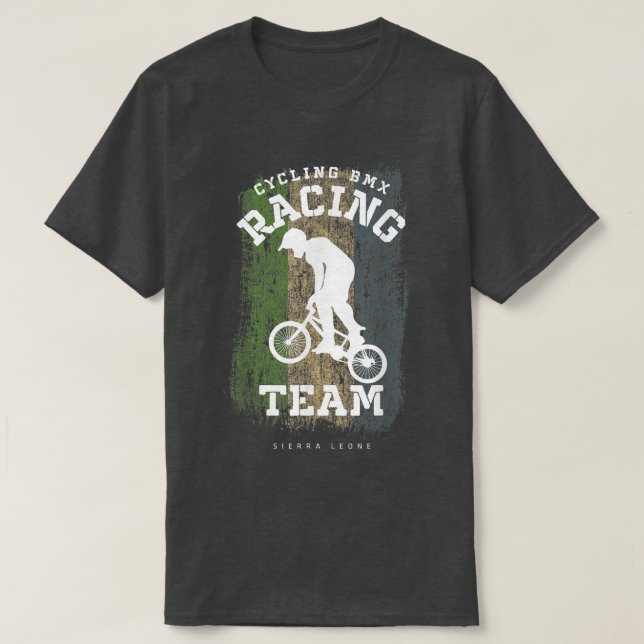 T-shirt BMX Vélo Sierra Leone Drapeau Vélo Course B (Design devant)