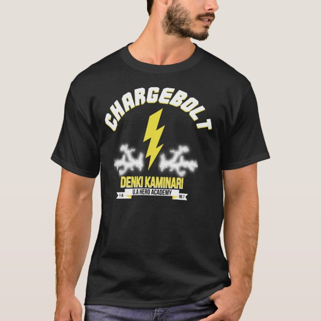 T-shirt BNHA Chargebolt Denki Kaminari Hero Logo Caractère (Devant)