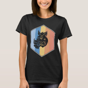 T-shirt Boar Aux Couleurs Rétro Dans Un Hexagon