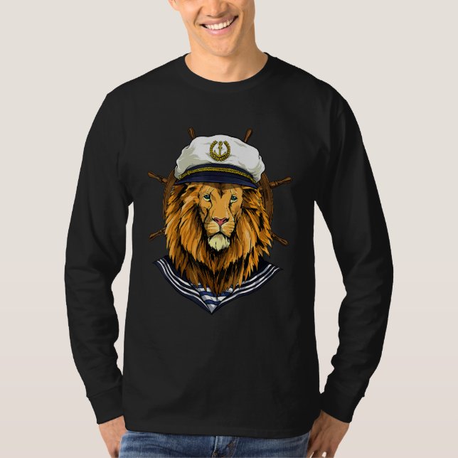 T-shirt Boat Captain Lion Boat  Boat Owners Sailor Lion (Devant)