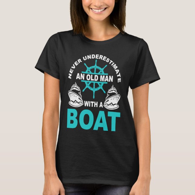 T-shirt boat driver captain grandpa sailor pensioner motor (Devant)