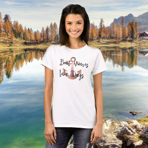T-shirt Boat Waves Lake Days Ancre Rose Gold