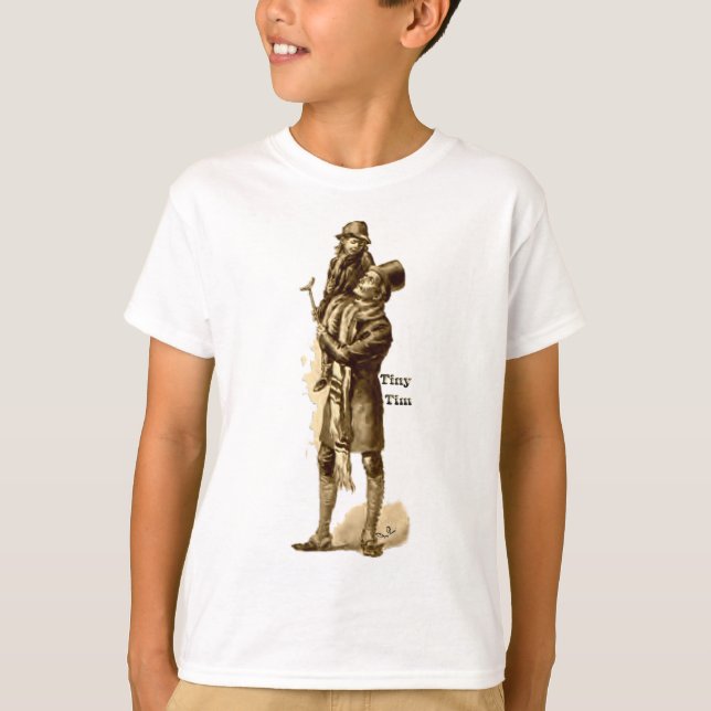 T-shirt Bob Cratchit et Tiny Tim dans un Carol de Noël (Devant)
