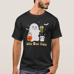 T-shirt Boba Boo Crew Cute Ghost Cat Bubble Tea Kawaii Hal