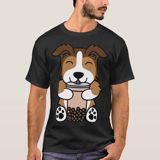 T-shirt Boba Bubble Milk Tea Shetland Sheepdog (Devant)
