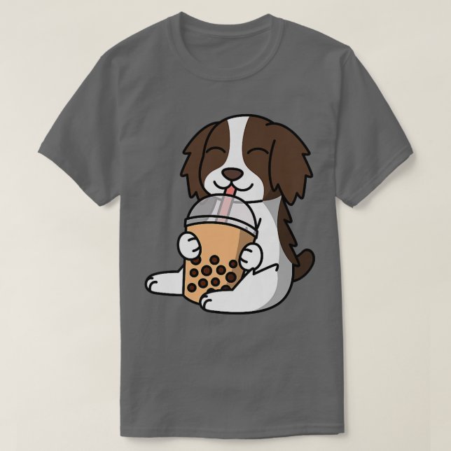T-shirt Boba Bubble Milk Thé Anglais Springer Spaniel Chie (Design devant)