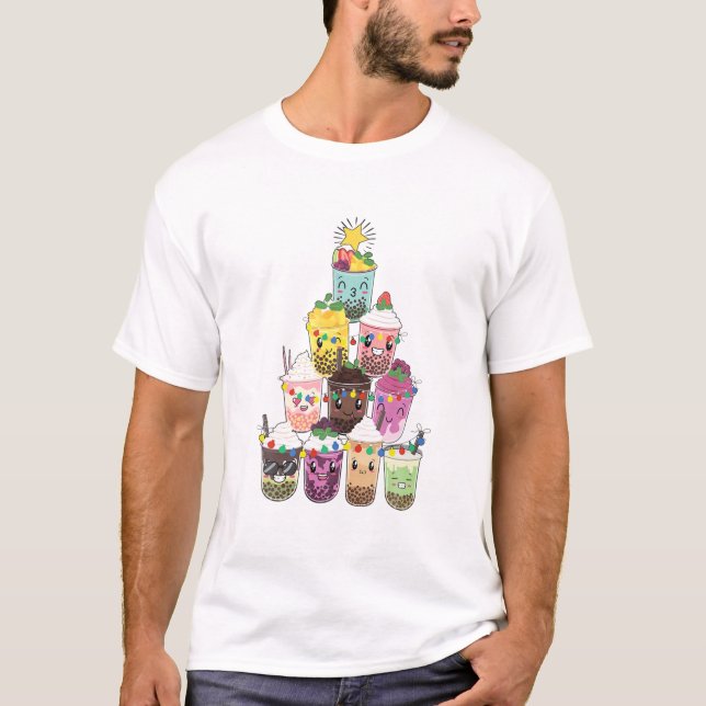T-shirt Boba Buble Thé Arbre de Noël (Devant)