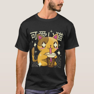 T-shirt Boba Cat Kawaii Anime Japonaise Nourriture Filles 