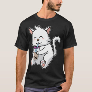 T-shirt Boba Cat Kitten Drinking Bubble Milk