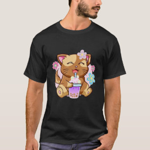T-shirt Boba Cat Tea Neko Fille Ado Bubble Kawaii Anime Ja