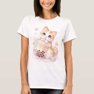 T-shirt Boba Chat Mignon, T-Shirt Chat Kawaii Bubb