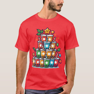 T-shirt Boba Christmas Tree - Funky Bubble Tea Holiday