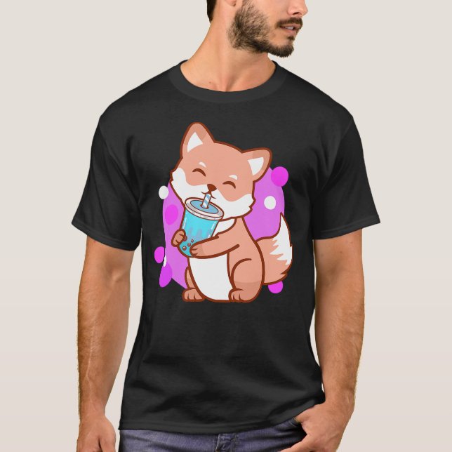 T-shirt Boba Cute Fox Bubble Tea Kawaii Neko Girls Gift (Devant)