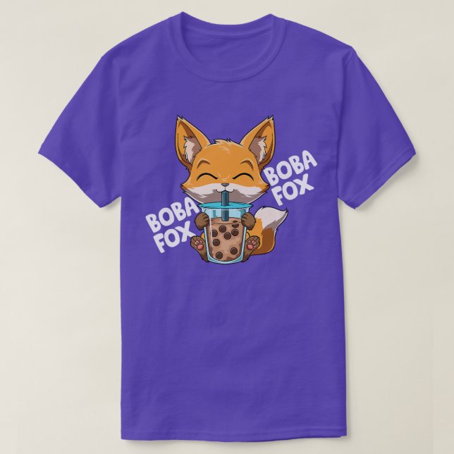 T-shirt Boba Fox Funny Kawaii Bubble Tea  122 (Design devant)