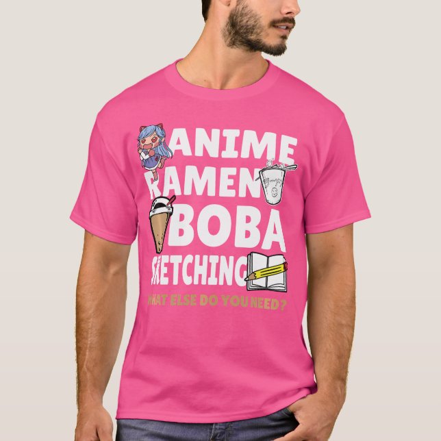 T-shirt Boba Milk Tea Anime Ramen Boba Sketting Bubble Te (Devant)