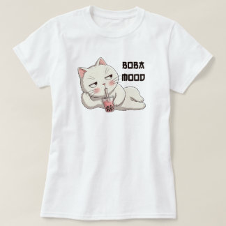 T-shirt Boba Mood Kawaii Chat Paresseux Style Japonais