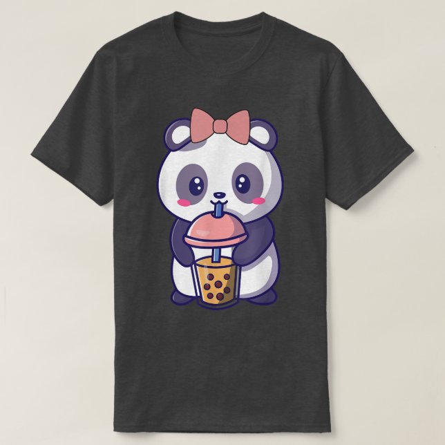 T-shirt Boba Panda Boire Cute Kawaii Japonais (Design devant)