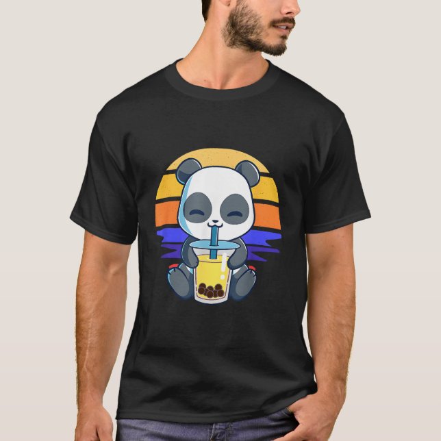 T-shirt Boba Panda Boire Thé Bubble Kawaii Anime Japane (Devant)