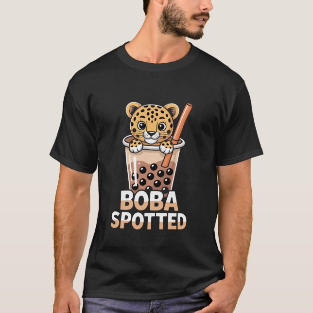 T-shirt Boba Spotted Funny Bubble Tea Leopard Cub (Devant)