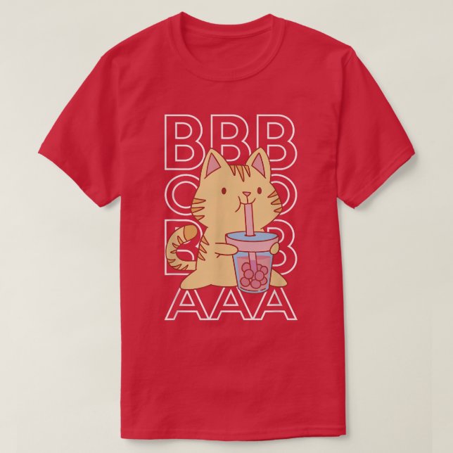 T-shirt Boba Tea Bubble Tea Anime Cat  (Design devant)