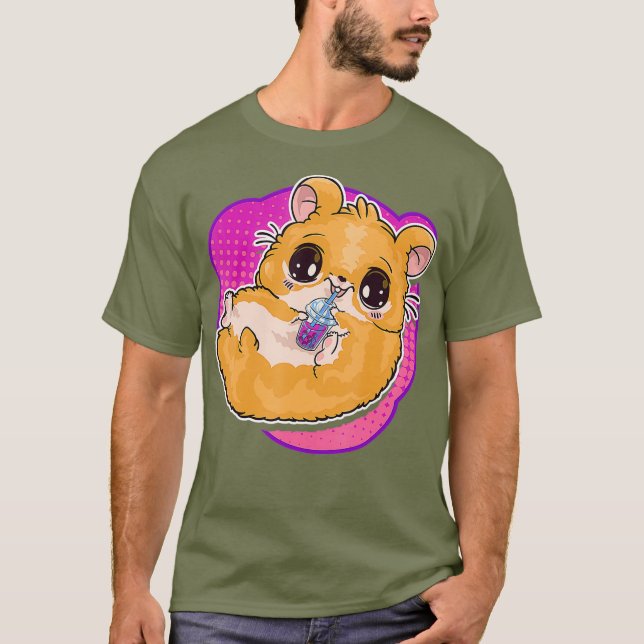 T-shirt Boba Tea Buble Tea Cute Kawaii Hamster Cadeau (Devant)